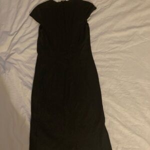 womens stretchy black dress with white stripes